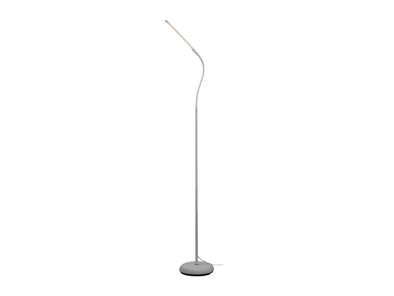 White LED floor lamp with adjustable gooseneck and touch dimmer (British brand)