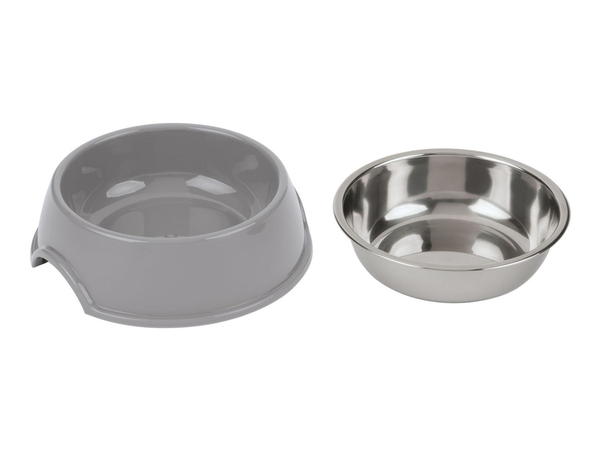Pet bowl set two stainless steel bowls 200ml - British product
