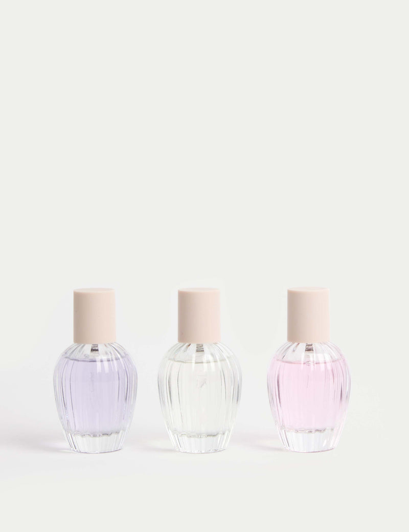Eau de Toilette Gift Set with rose, magnolia, lavender 30ml bottles, imported from the UK