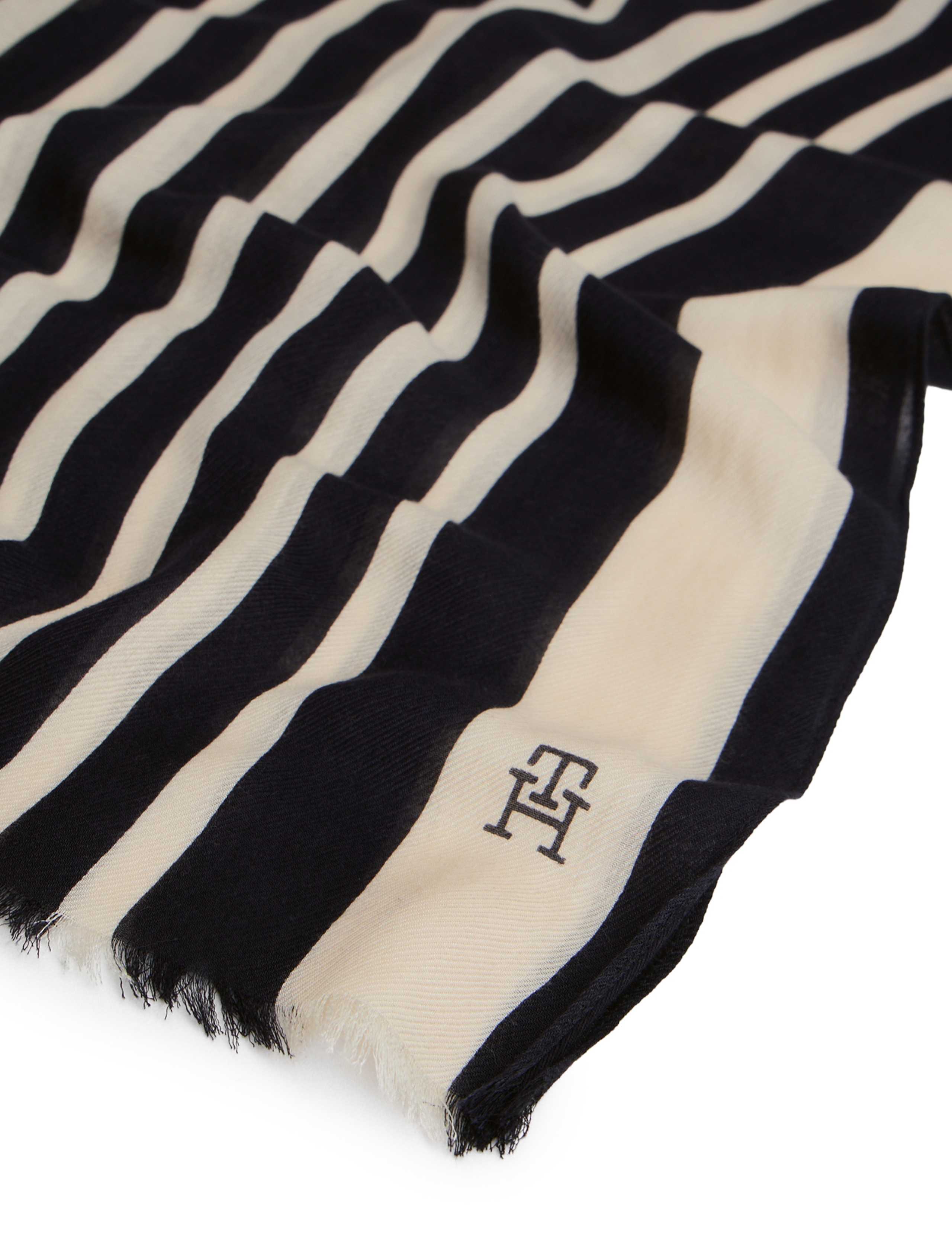 Écharpe Tommy Hilfiger Élégance Contemporaine Coton Riche Rayée, importée du Royaume-Uni