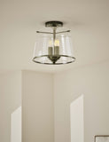 Elisabeth glass flush ceiling light with brass trims UK version