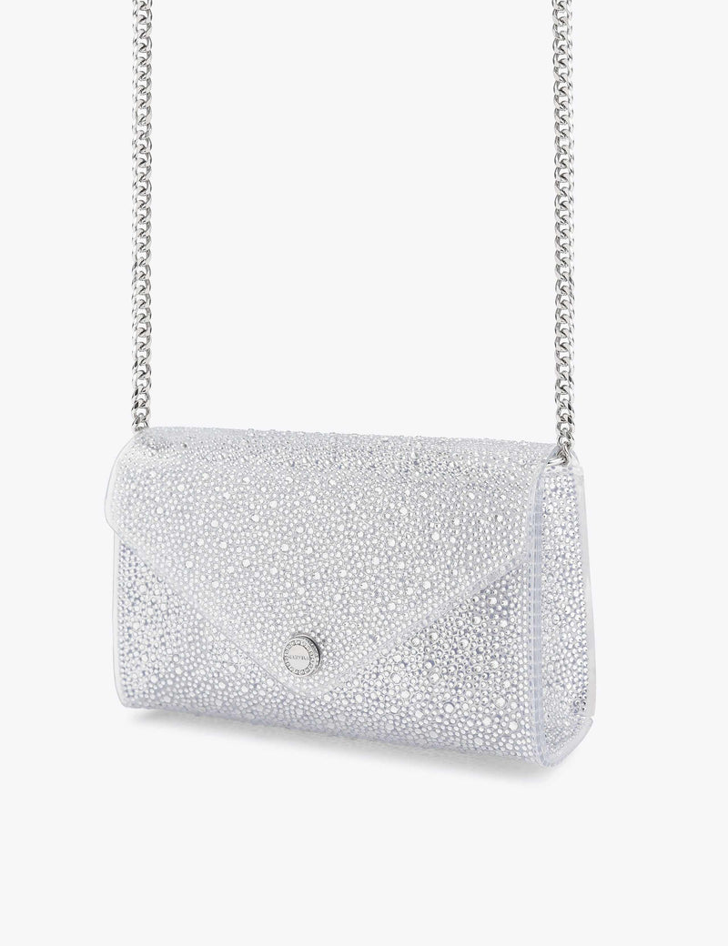 Carvela embellished chain strap clutch bag, imported from the UK