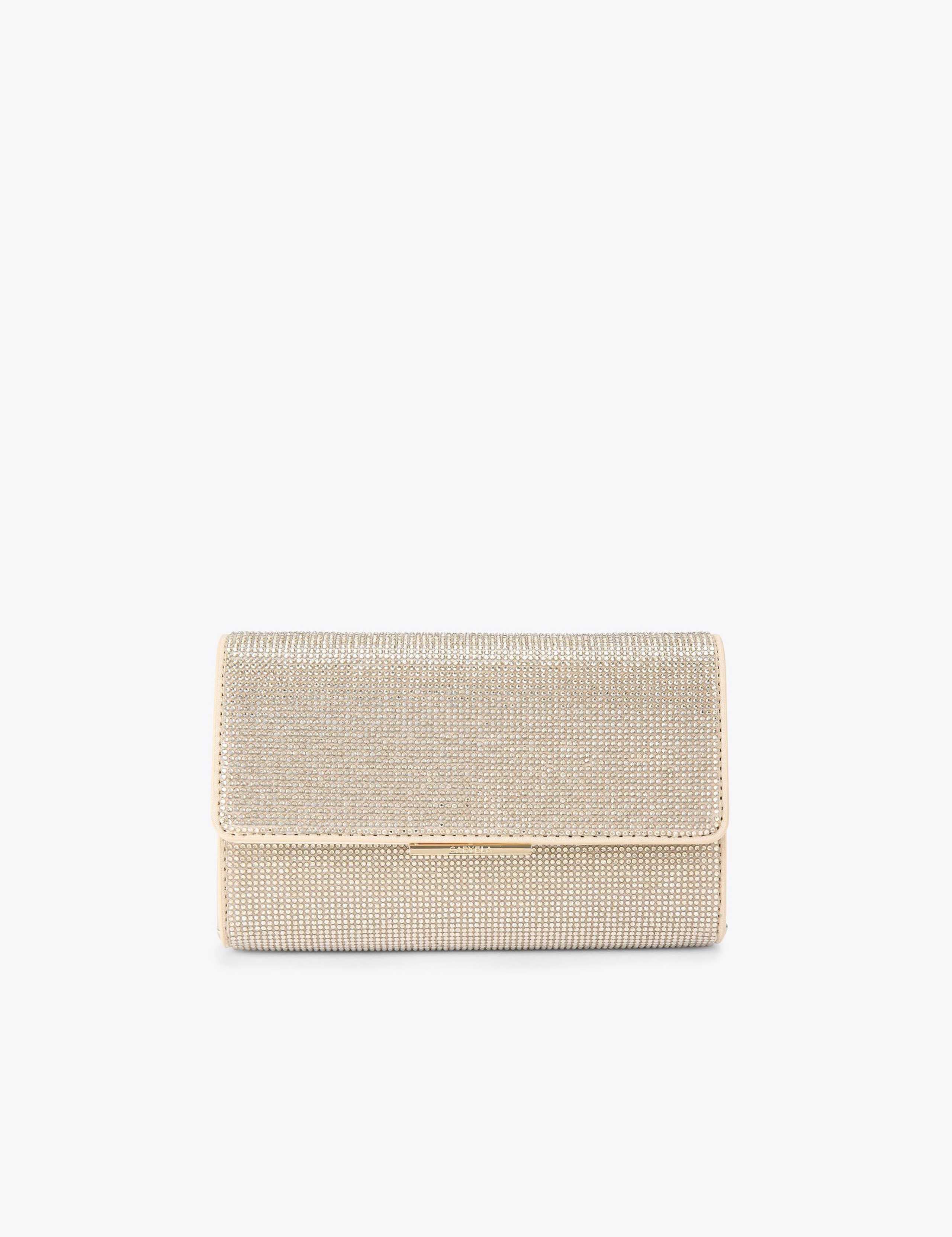 Carvela embellished chain strap clutch bag, imported from the UK
