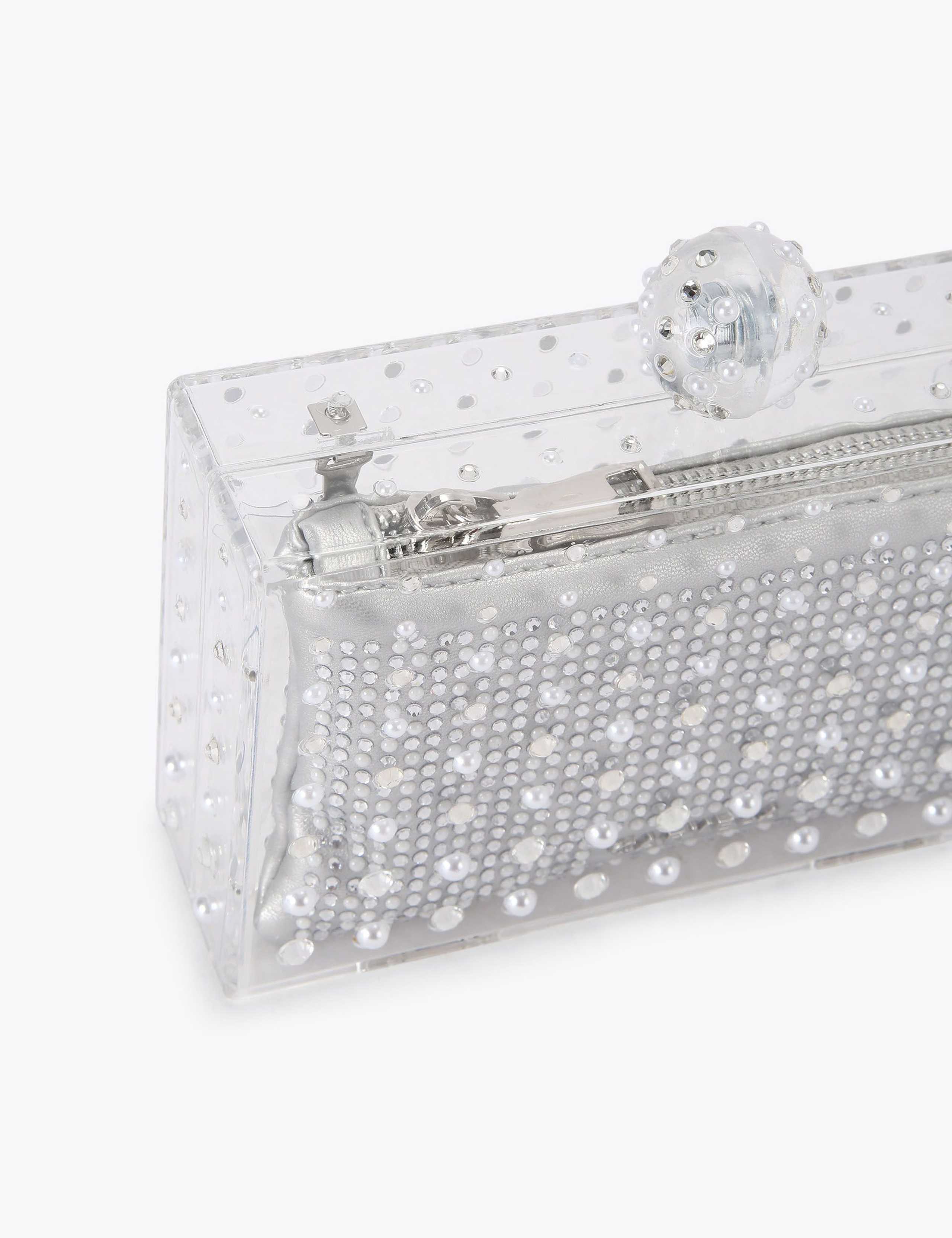 Carvela clutch bag clear perspex with crystals - British product