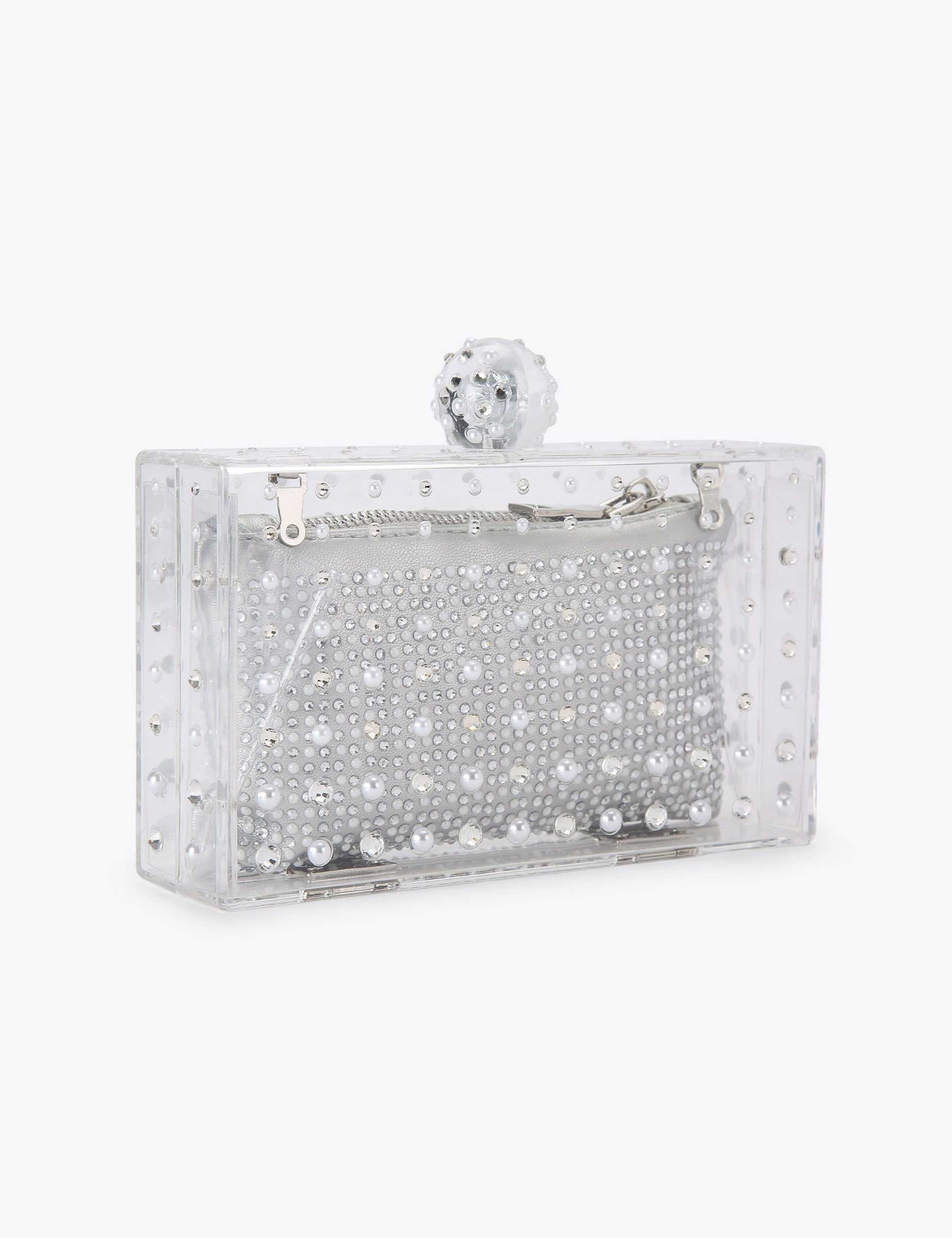 Carvela clutch bag clear perspex with crystals - British product