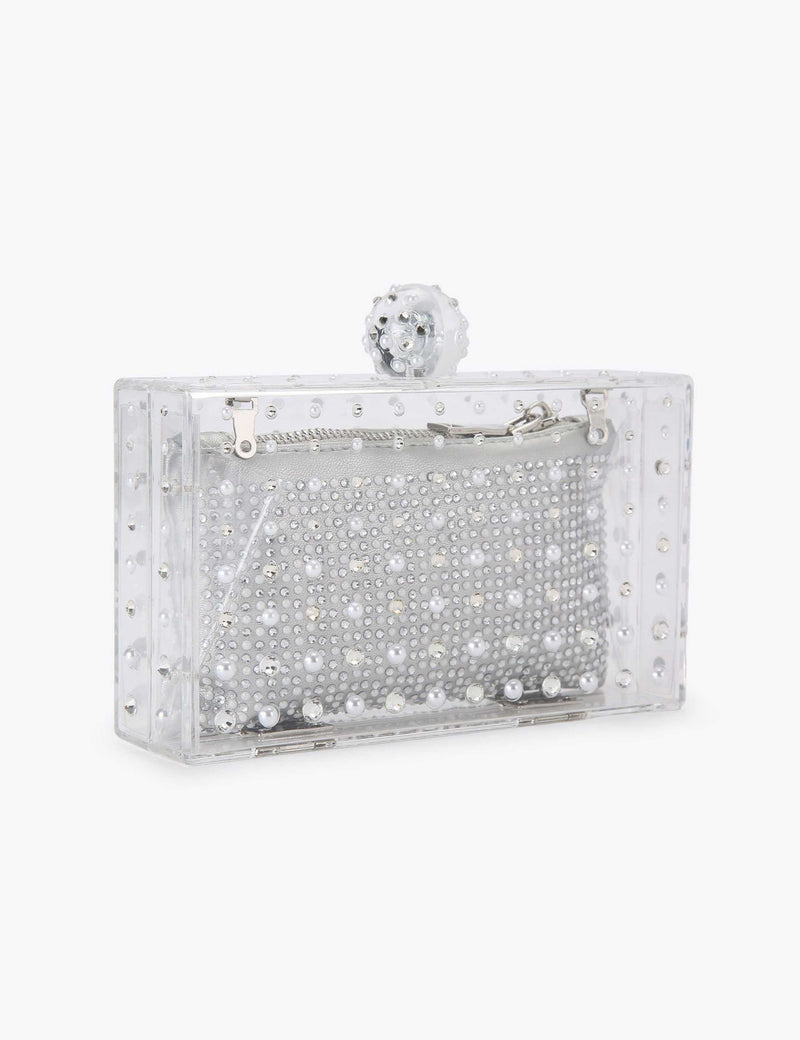 Carvela clutch bag clear perspex with crystals - British product