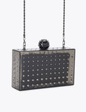 Carvela embellished clutch bag in smoked perspex with crystal details - British product