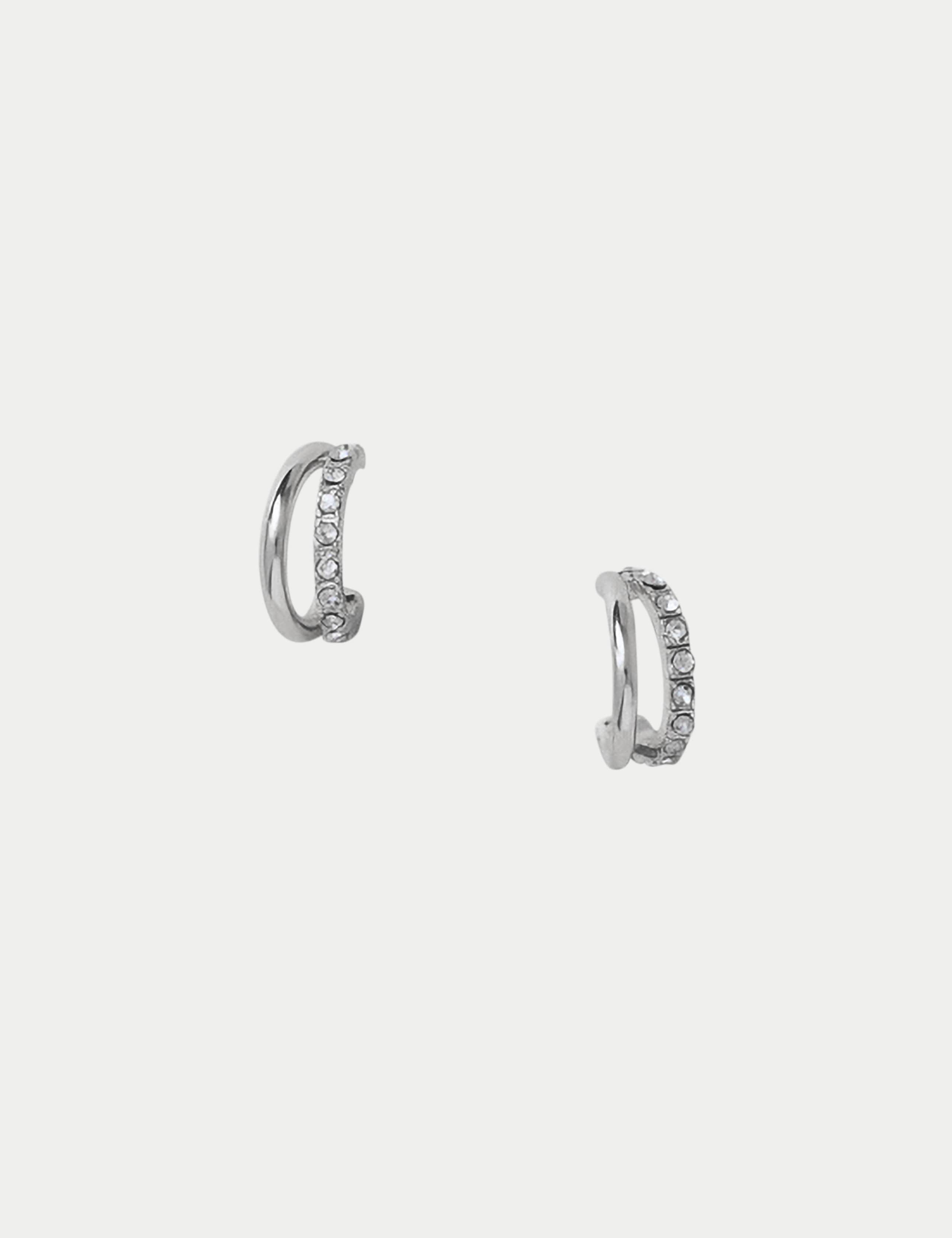 Embellished double hoop earrings with zinc and glass (British brand)