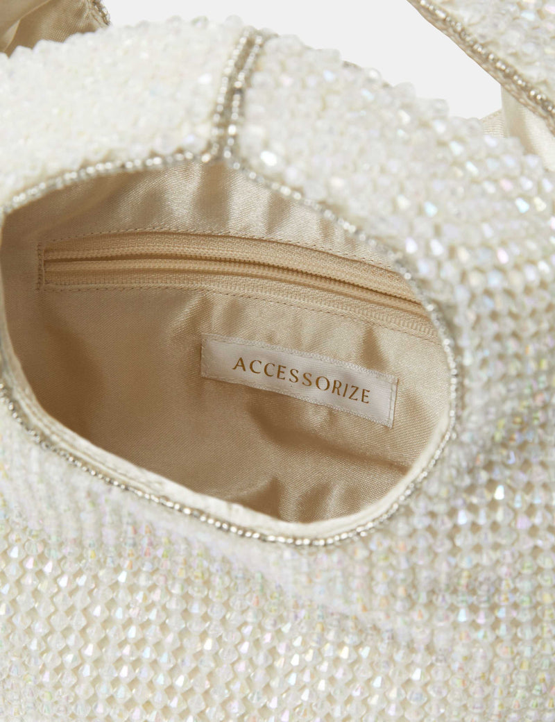 Accessorize embellished grab bag with glittery beads - British product