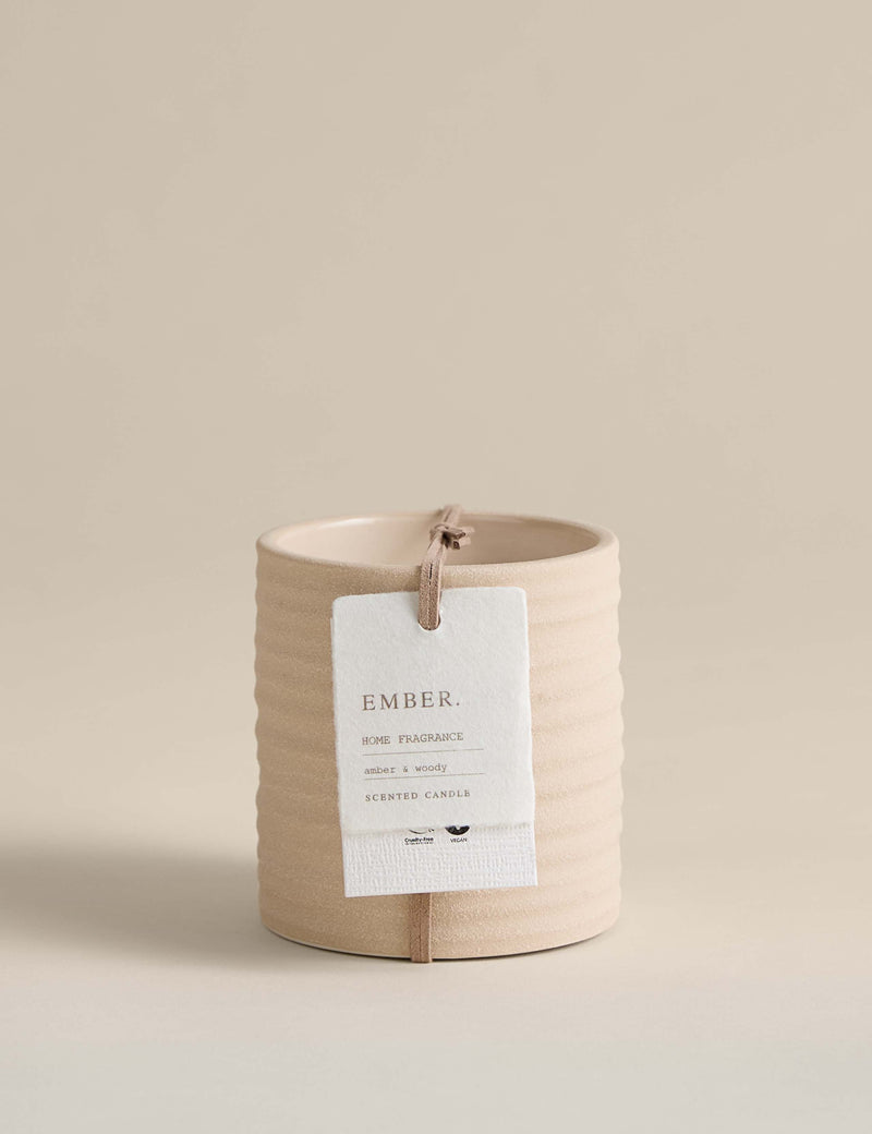 Ember ceramic candle, spiced cardamom and sandalwood, imported from the UK