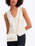 Carvela embroidered daisy chain strap clutch bag, imported from the UK