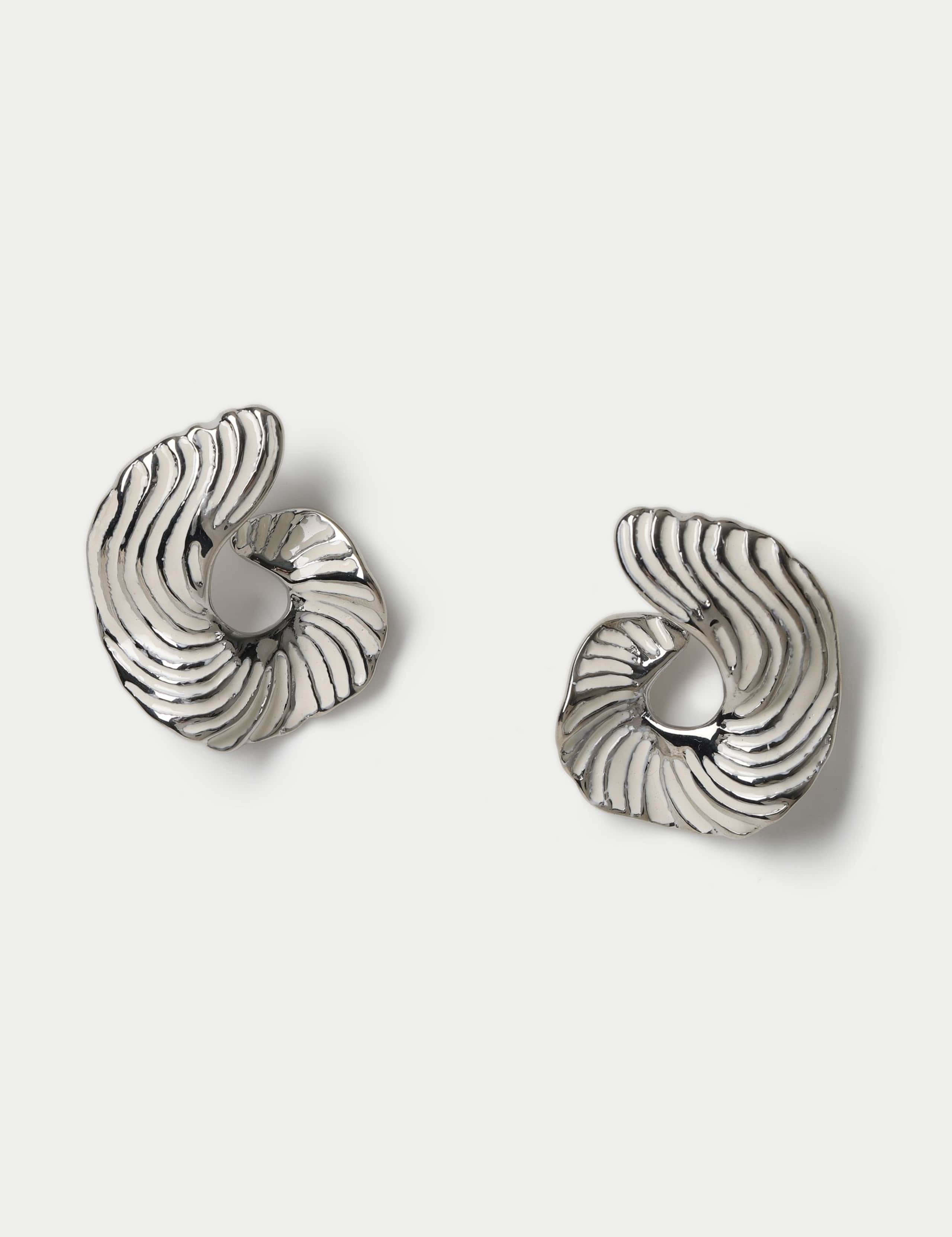 Enamel zebra hoop earrings with irregular design - British product