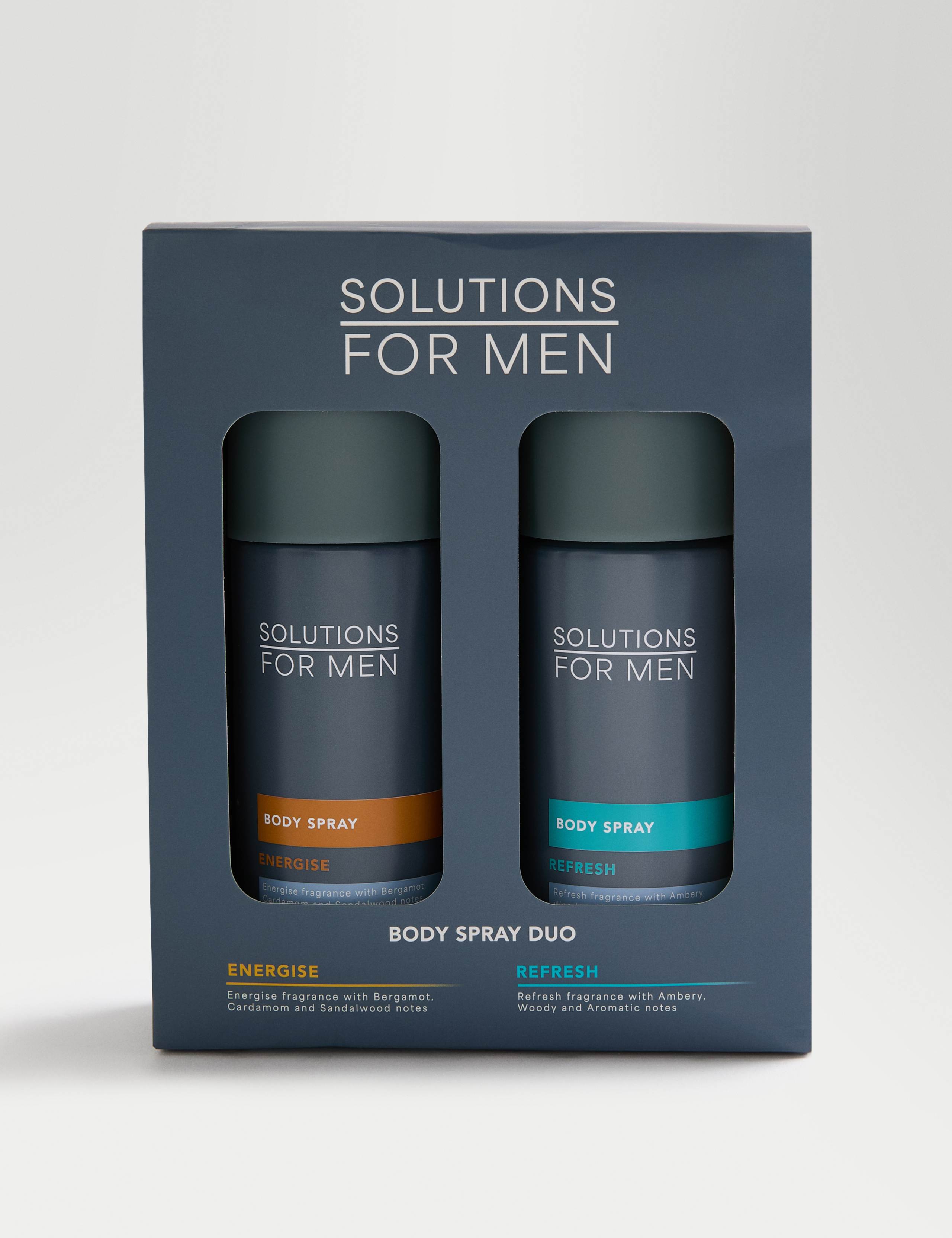 Solutions Energise and Refresh body spray set, British product