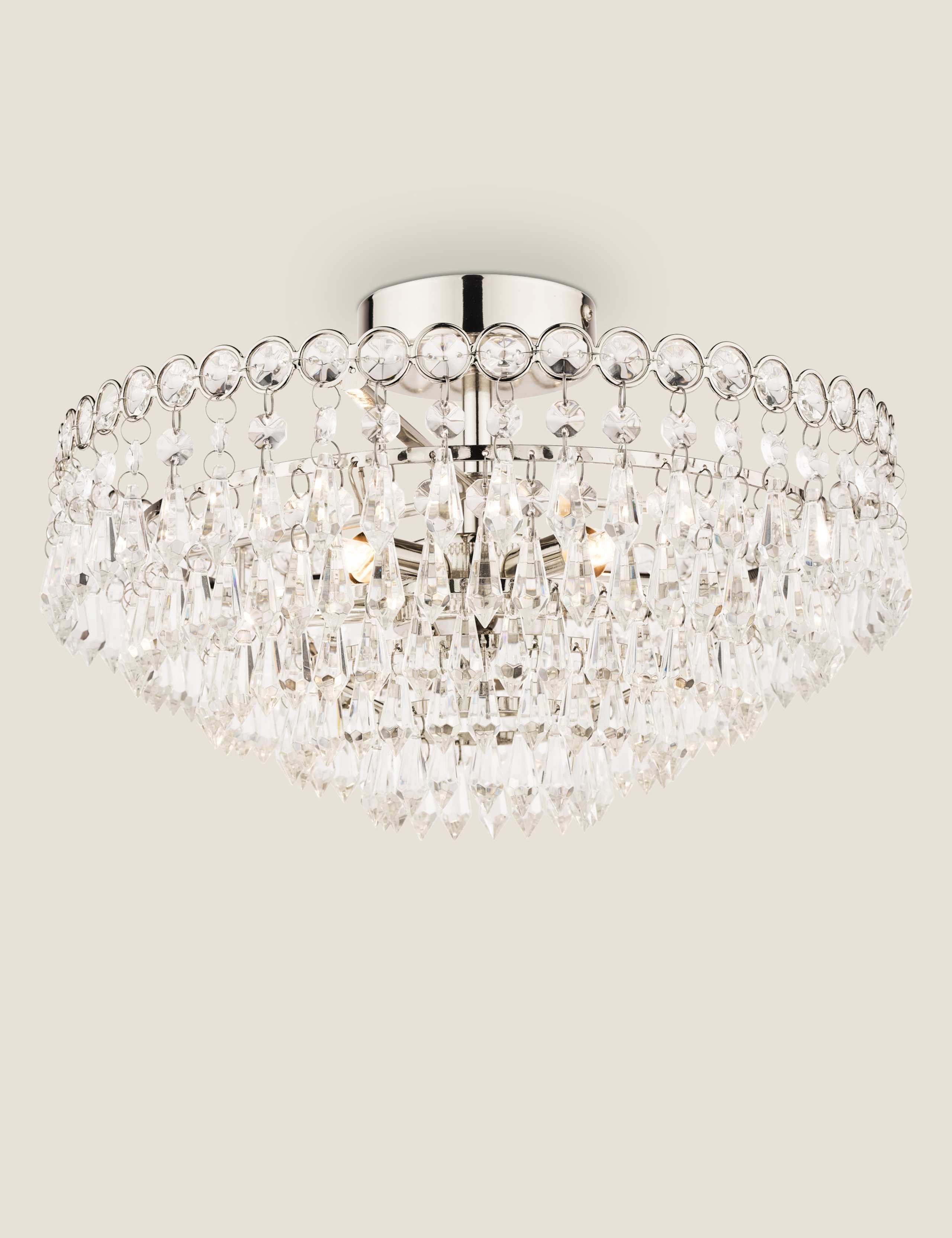 Laura Ashley Enid glass chandelier with crystals and nickel frame, UK version