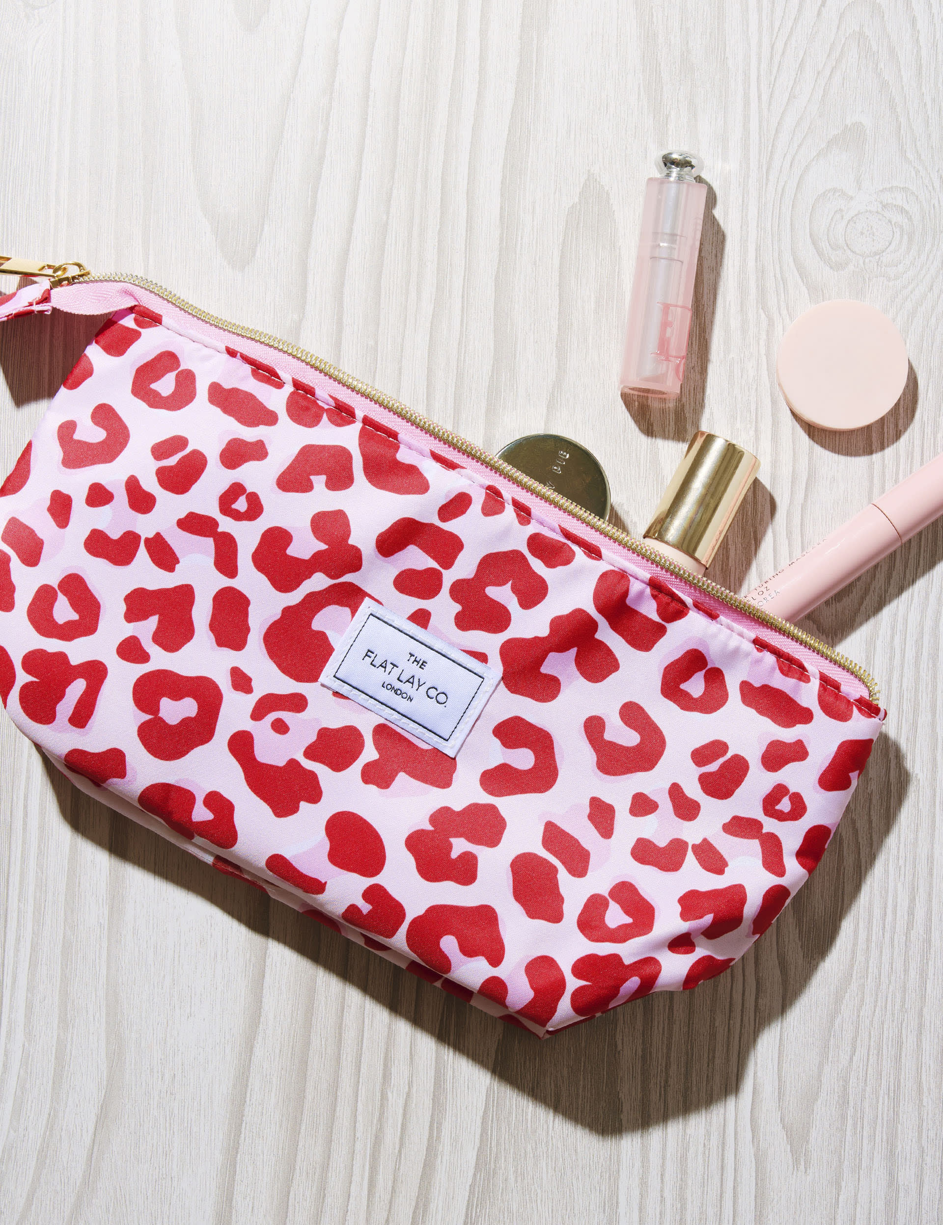 The Flat Lay Co. Essential Makeup Pouch Pink Leopard, UK version