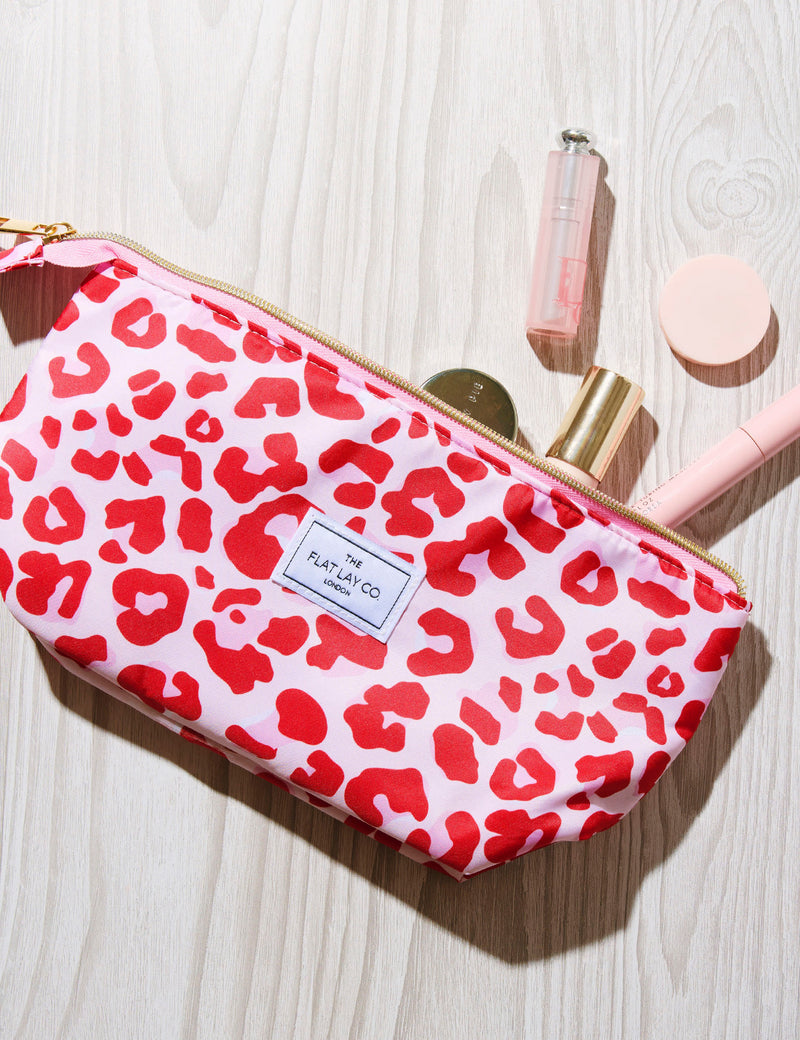 The Flat Lay Co. Essential Makeup Pouch Pink Leopard, UK version