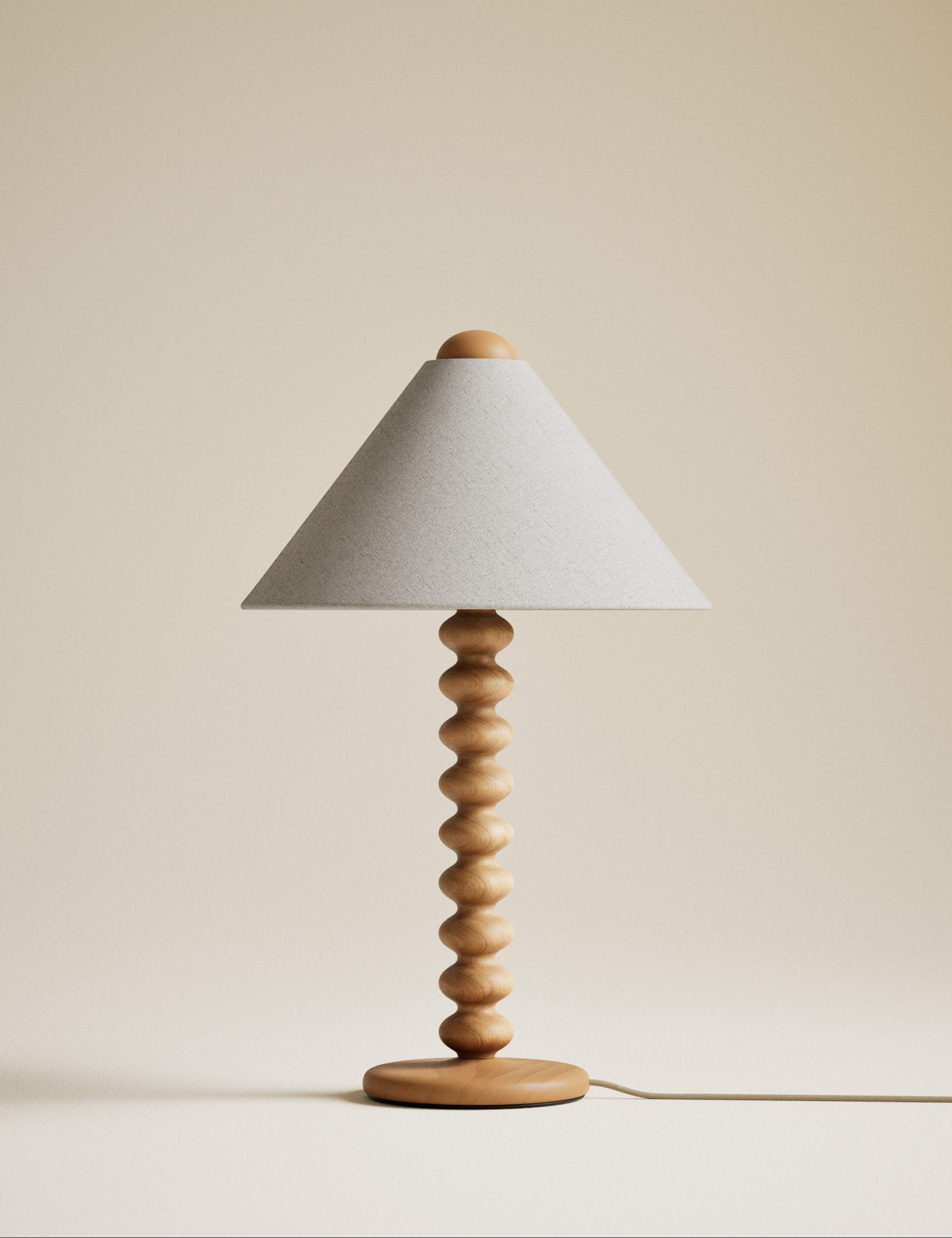 Evelyn wooden bobbin table lamp 50.5cm - British product