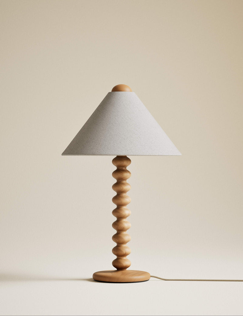 Evelyn wooden bobbin table lamp 50.5cm - British product