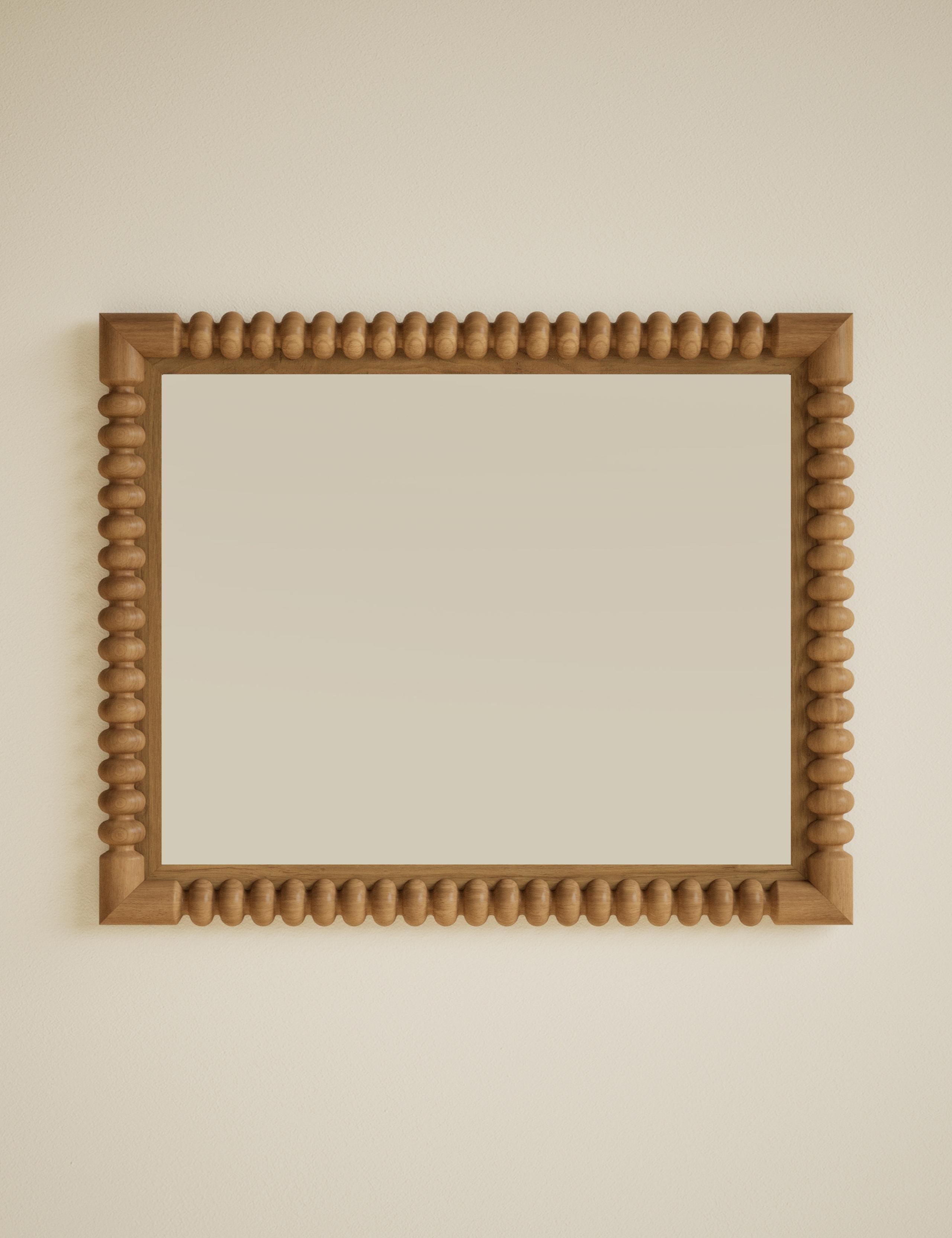 Evelyn wooden wall mirror rectangular bobbin detailing 86cm - British product