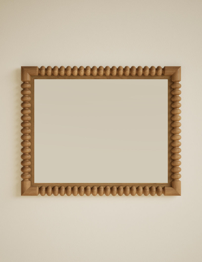 Evelyn wooden wall mirror rectangular bobbin detailing 86cm - British product