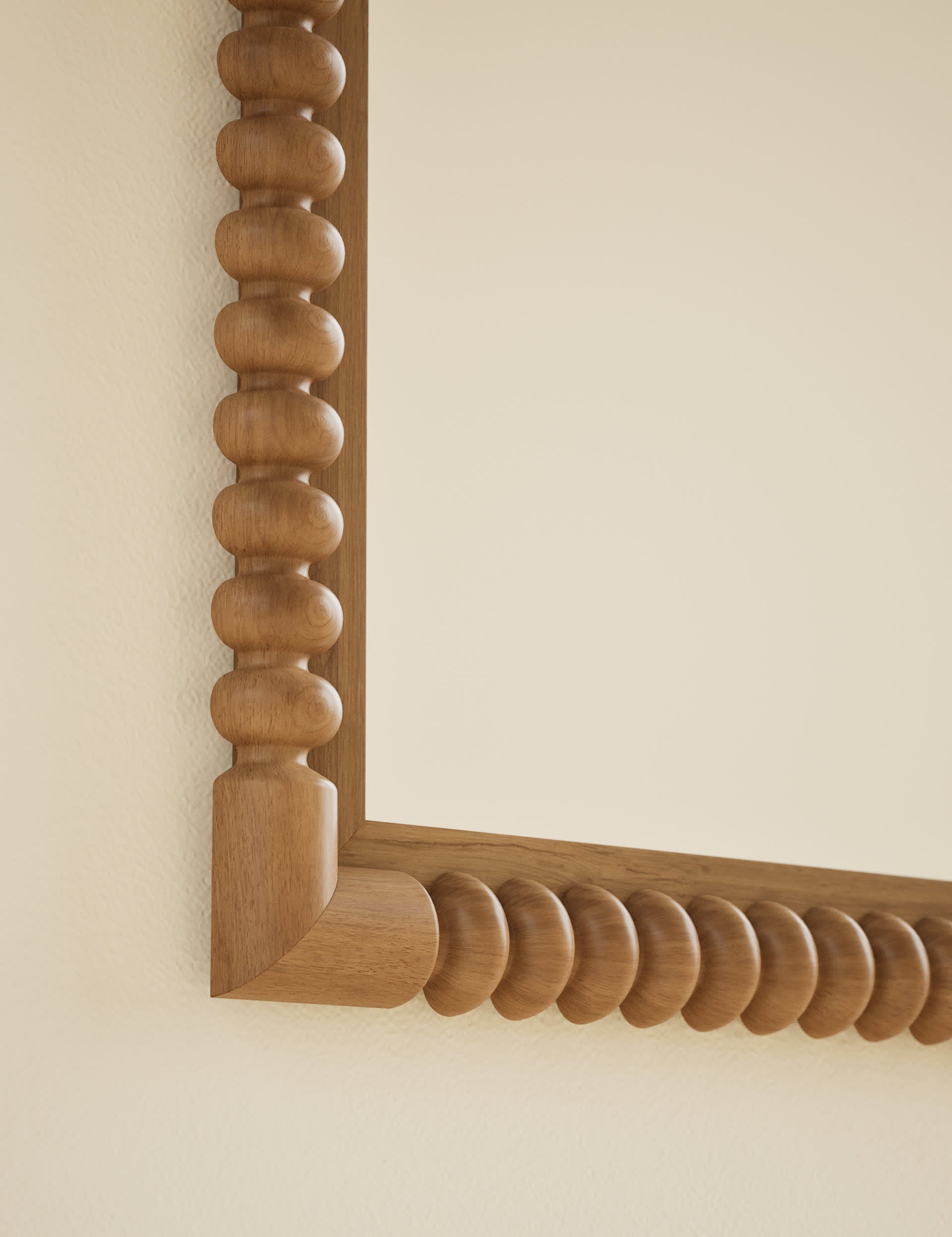 Evelyn wooden wall mirror rectangular bobbin detailing 86cm - British product