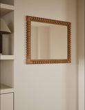Evelyn wooden wall mirror rectangular bobbin detailing 86cm - British product