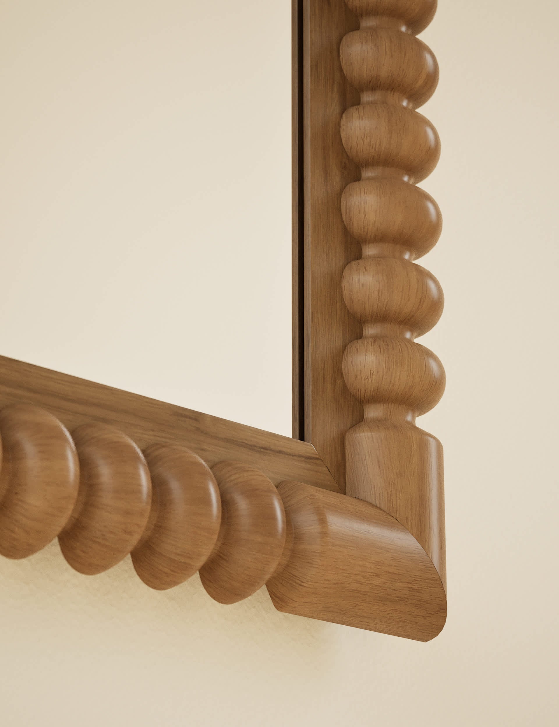 Evelyn wooden wall mirror rectangular bobbin detailing 86cm - British product
