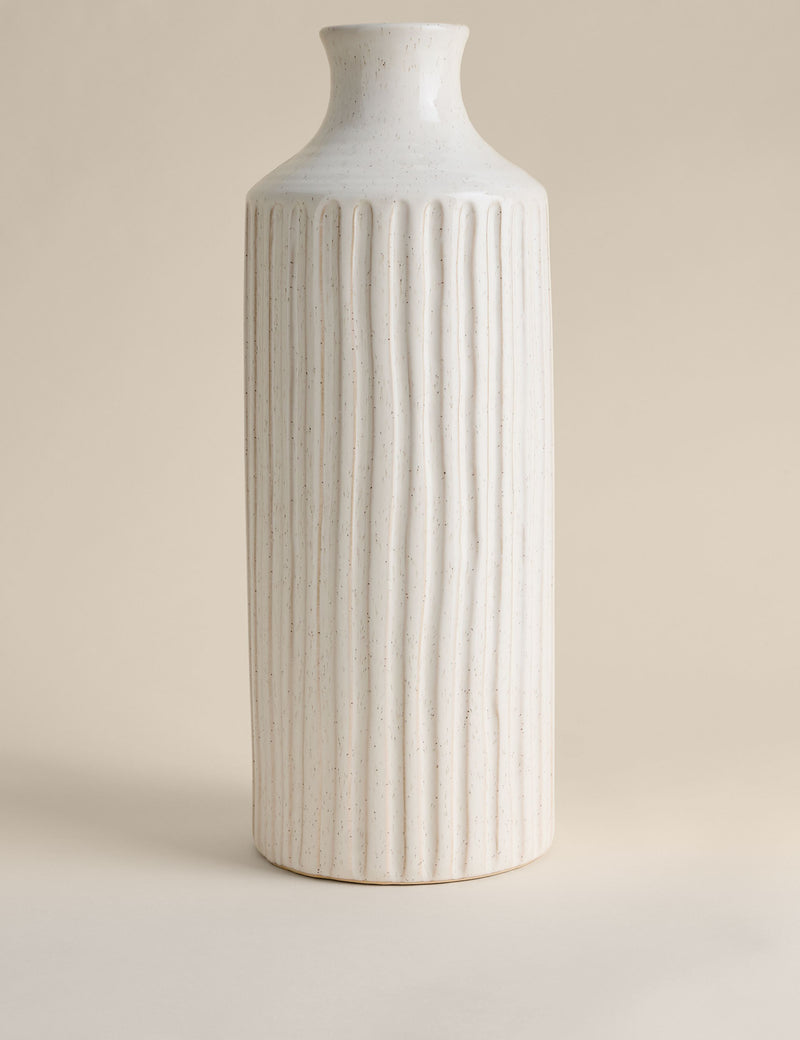 Extra large ridged ceramic vase for home decor (British brand)