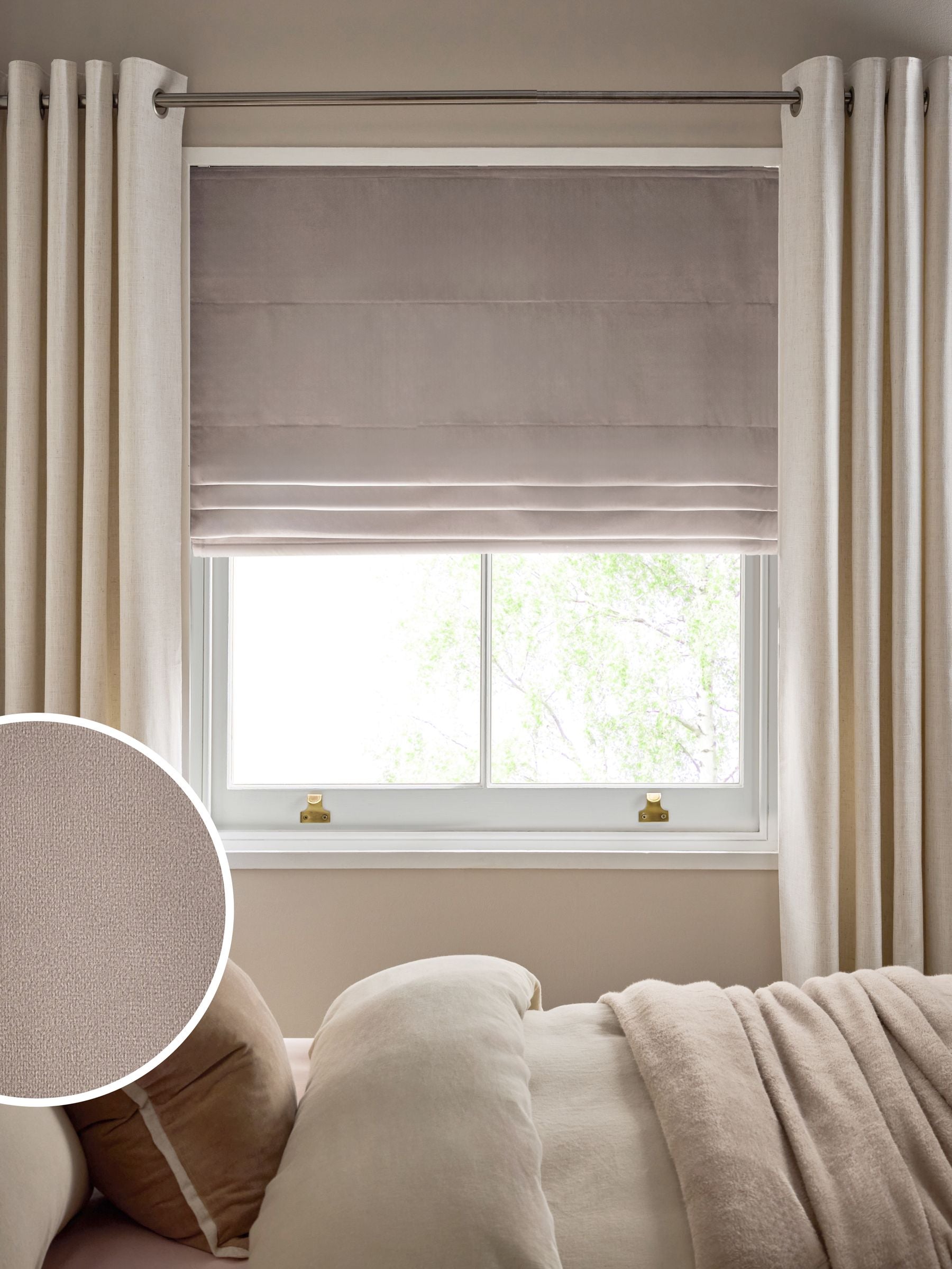 Natural Mink Ready Made Blackout/Thermal Matte Velvet Roman Blind