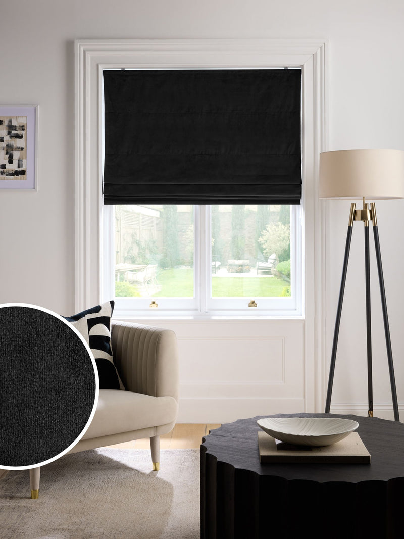 Black Ready Made Blackout/Thermal Matte Velvet Roman Blind