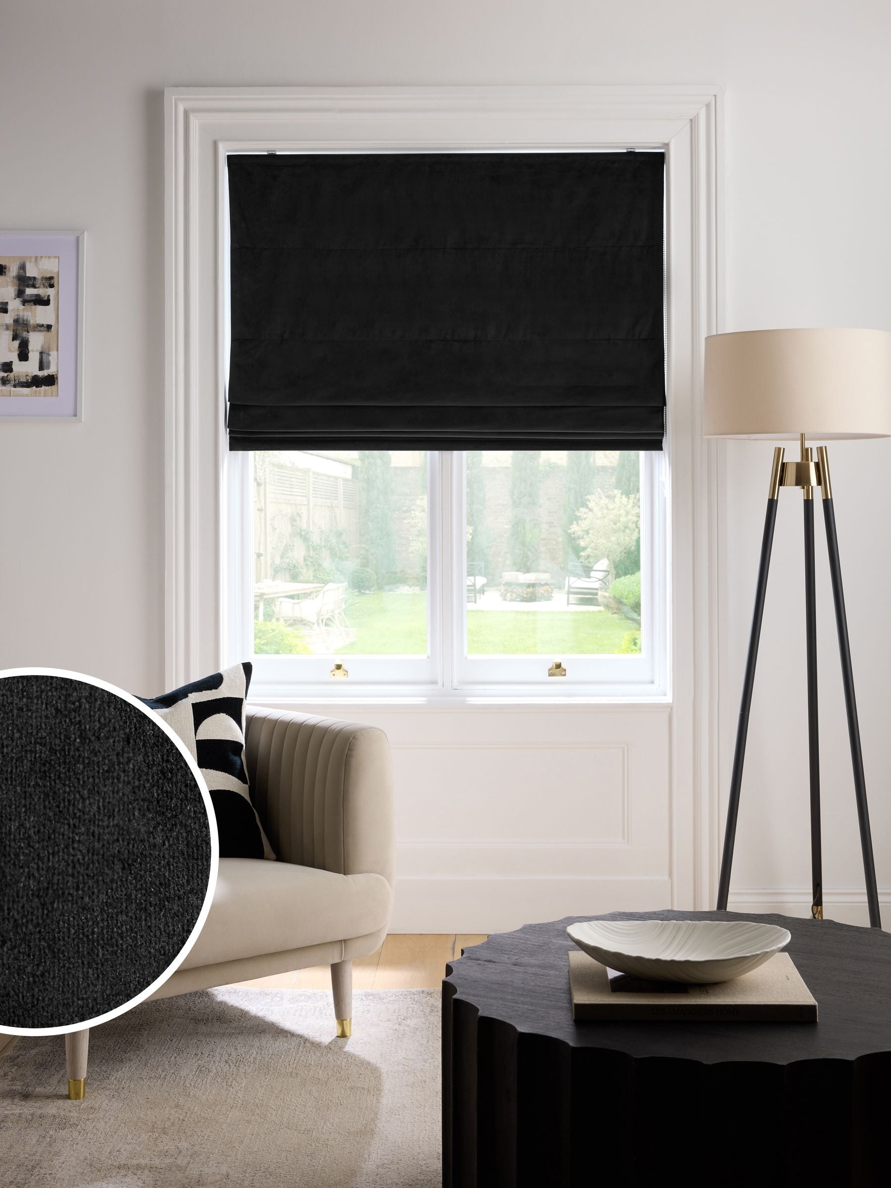Black Ready Made Blackout/Thermal Matte Velvet Roman Blind