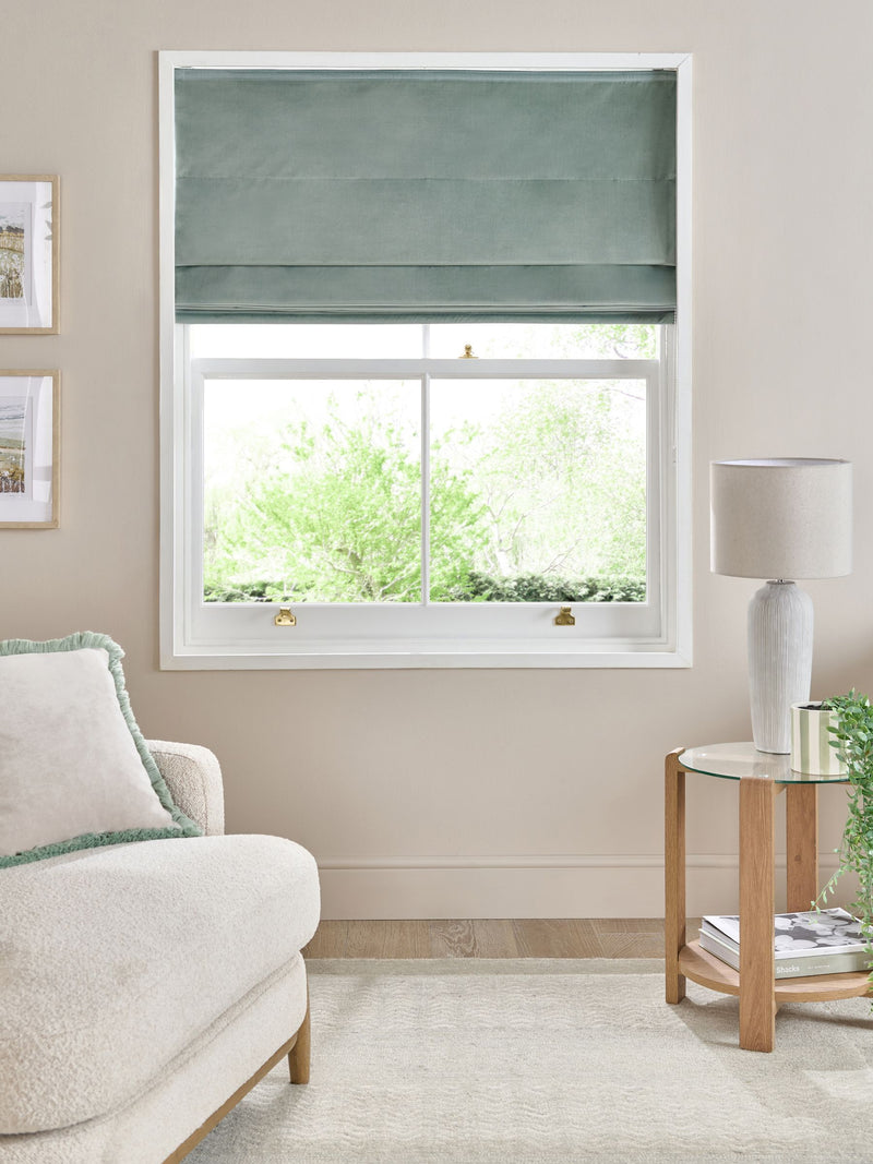 Green Sage Ready Made Blackout/Thermal Matte Velvet Roman Blind