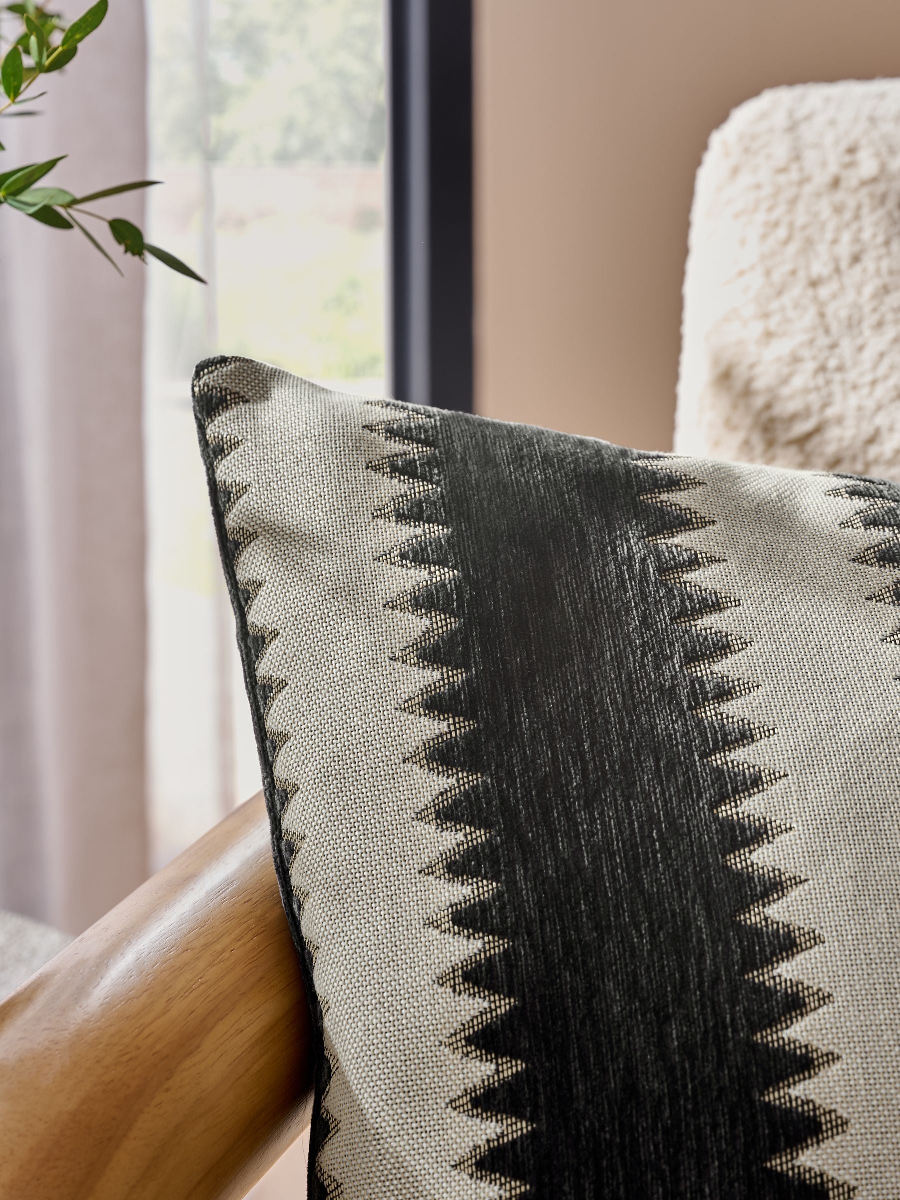 Black and white zig zag stripe cushion 40x59cm (British brand)