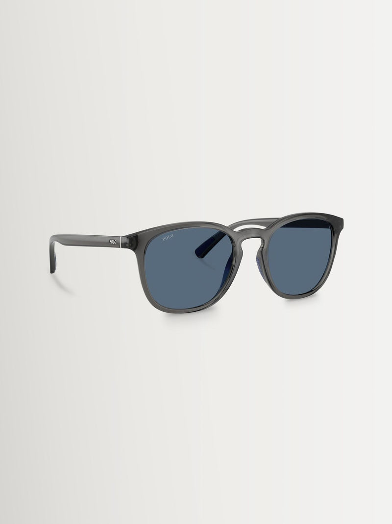 Polo Ralph Lauren round sunglasses grey acetate dark blue lenses, UK version