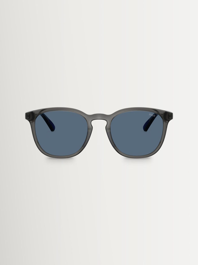 Polo Ralph Lauren round sunglasses grey acetate dark blue lenses, UK version