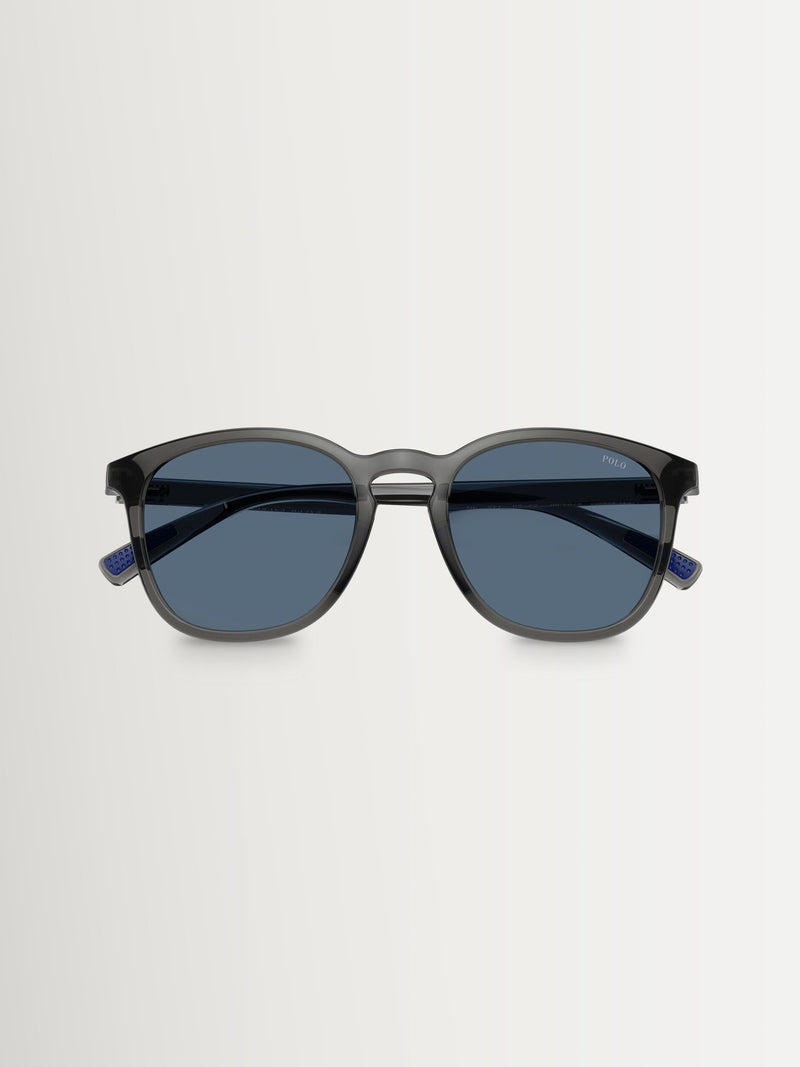 Polo Ralph Lauren round sunglasses grey acetate dark blue lenses, UK version