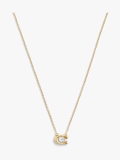 Next Gold Tone Signature C Motif Crystal Stone Pendant Necklace with Adjustable Clasp- Buy online at McGrocer
