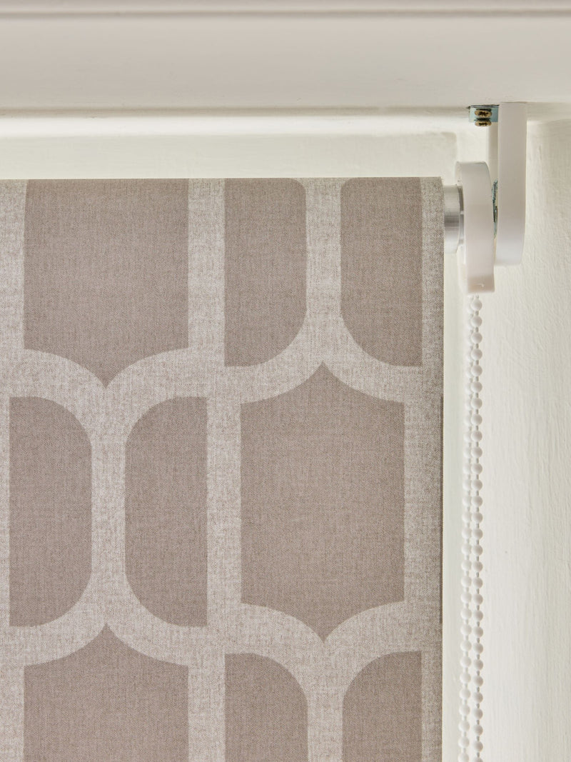 Mink natural geometric print roller blind - British product