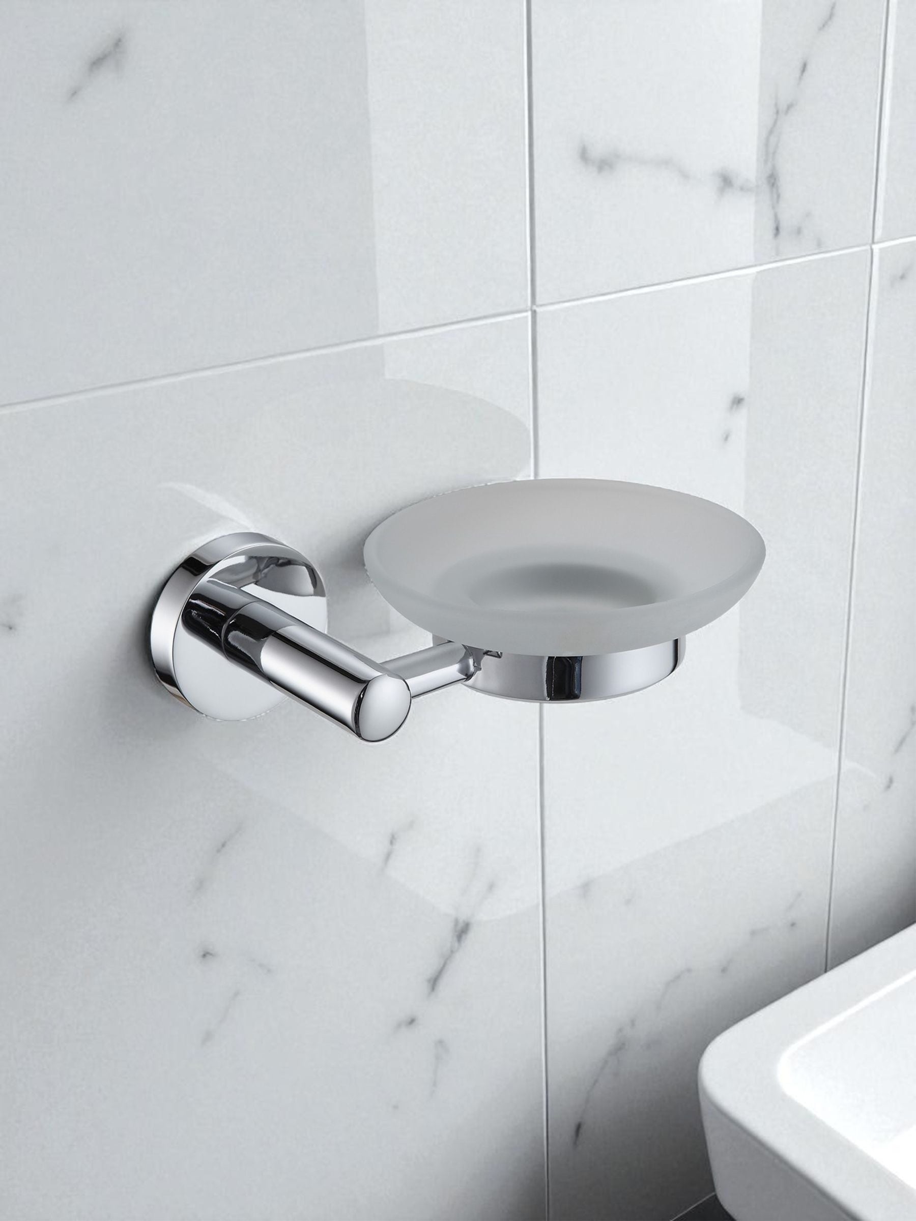 Showerdrape Silver Modernity Wall Mounted Glass Soap Dish
