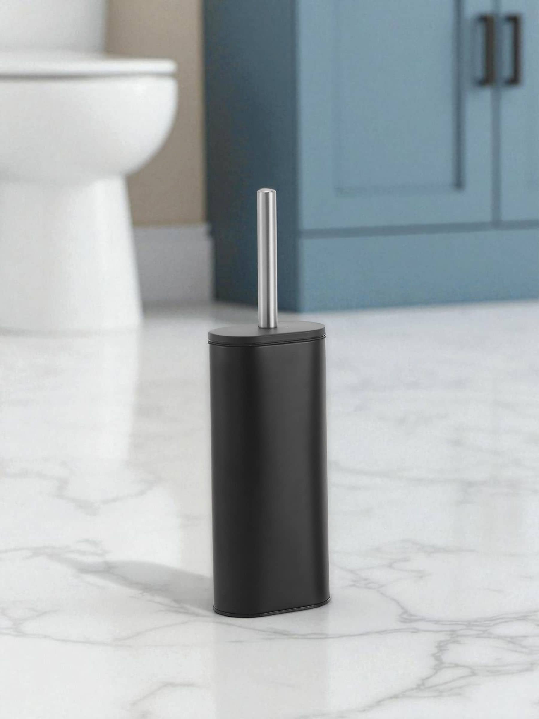 Showerdrape Black Fortuna 5L bathroom pedal bin and toilet brush set (British brand)