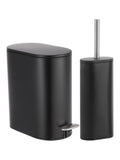Showerdrape Black Fortuna 5L bathroom pedal bin and toilet brush set (British brand)