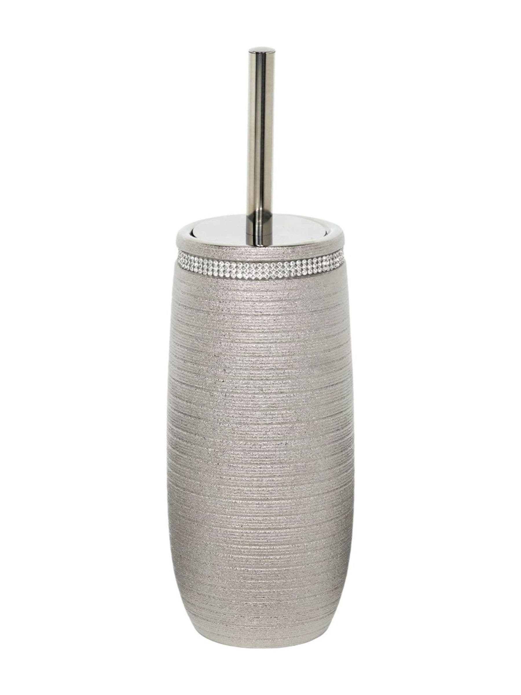 Showerdrape Silver Pzazz diamante toilet brush holder - British product