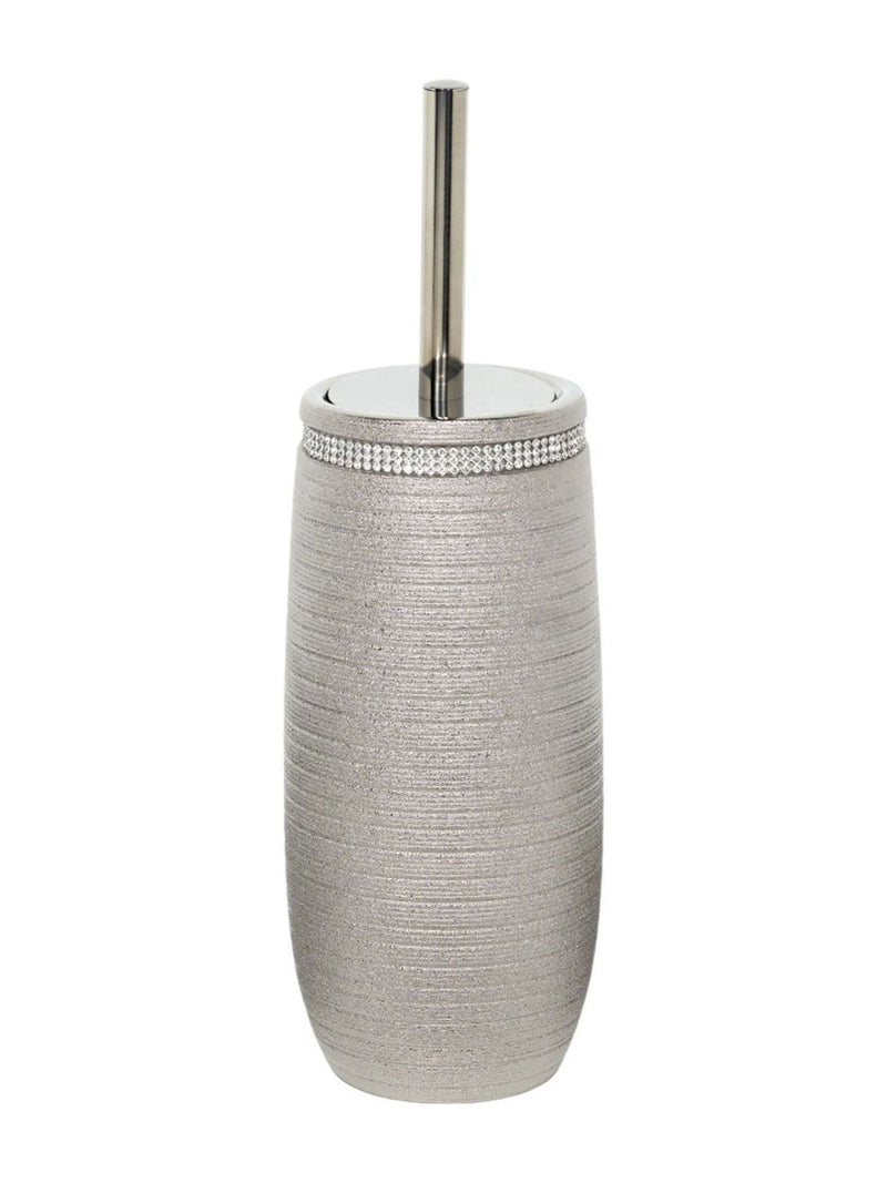 Showerdrape Silver Pzazz diamante toilet brush holder - British product