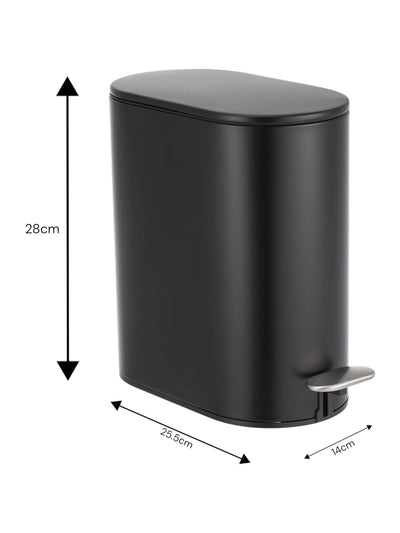 Poubelle à pédale Showerdrape Fortuna noire à fermeture douce pour salle de bain 5L