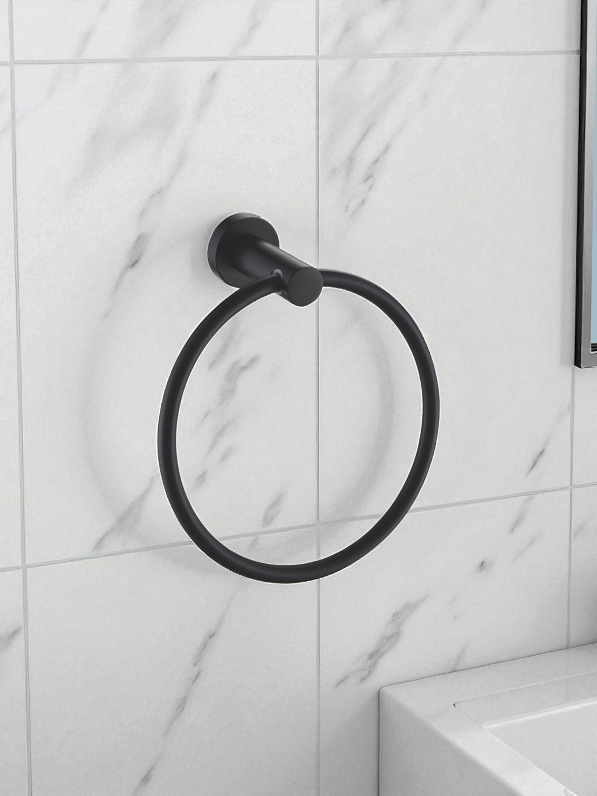 Showerdrape Black Modernity towel ring (British brand)
