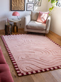 Rockett St George Pink Retro Curve Wool Tufted Rug