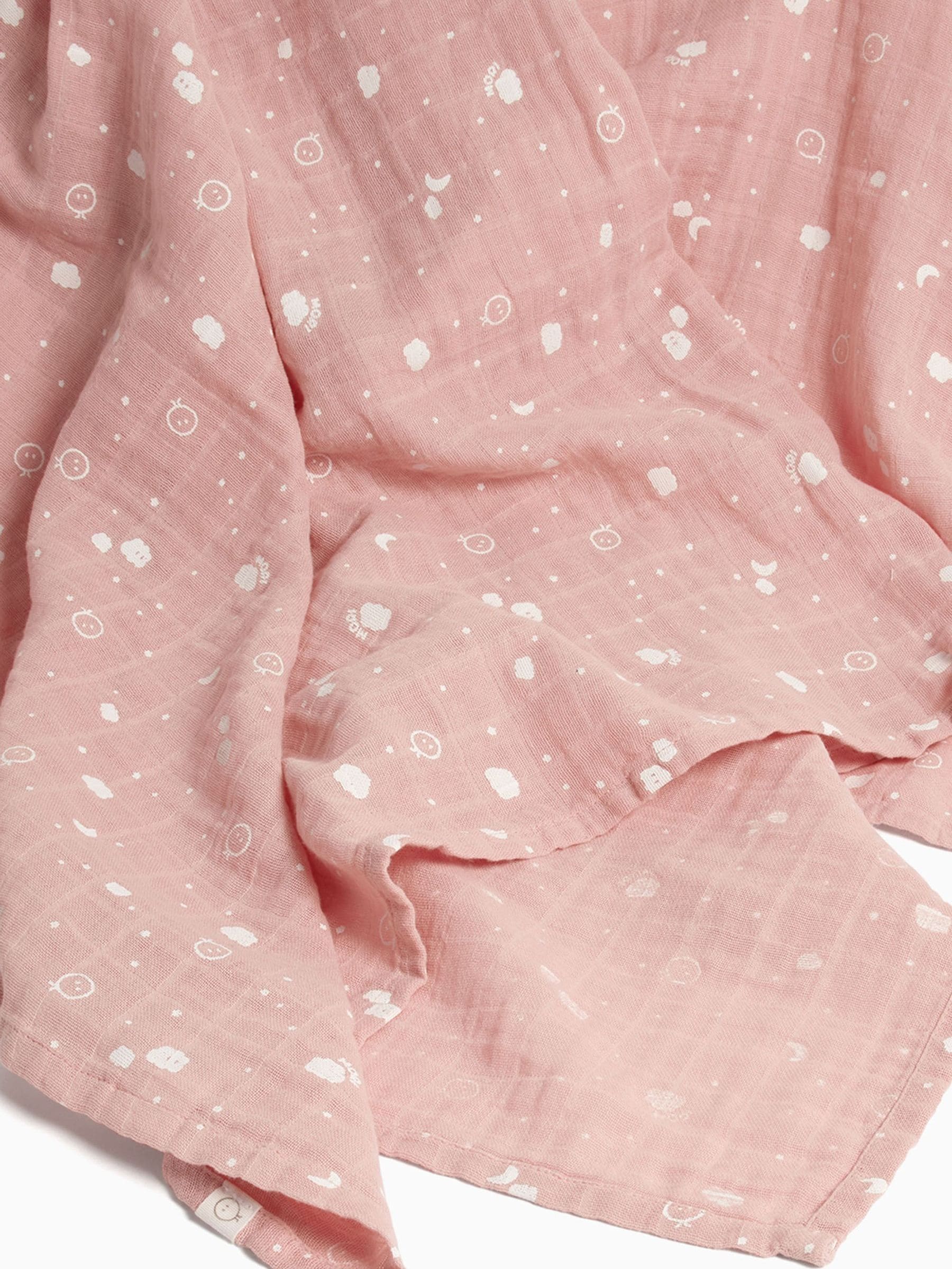 MORI pink cotton large muslin square for baby, UK version