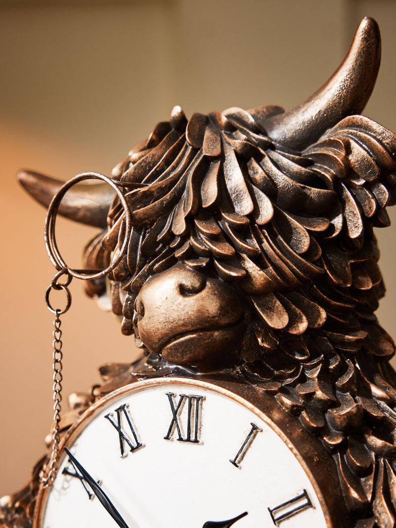 Bronze Hamish mantel clock with monocle - British product