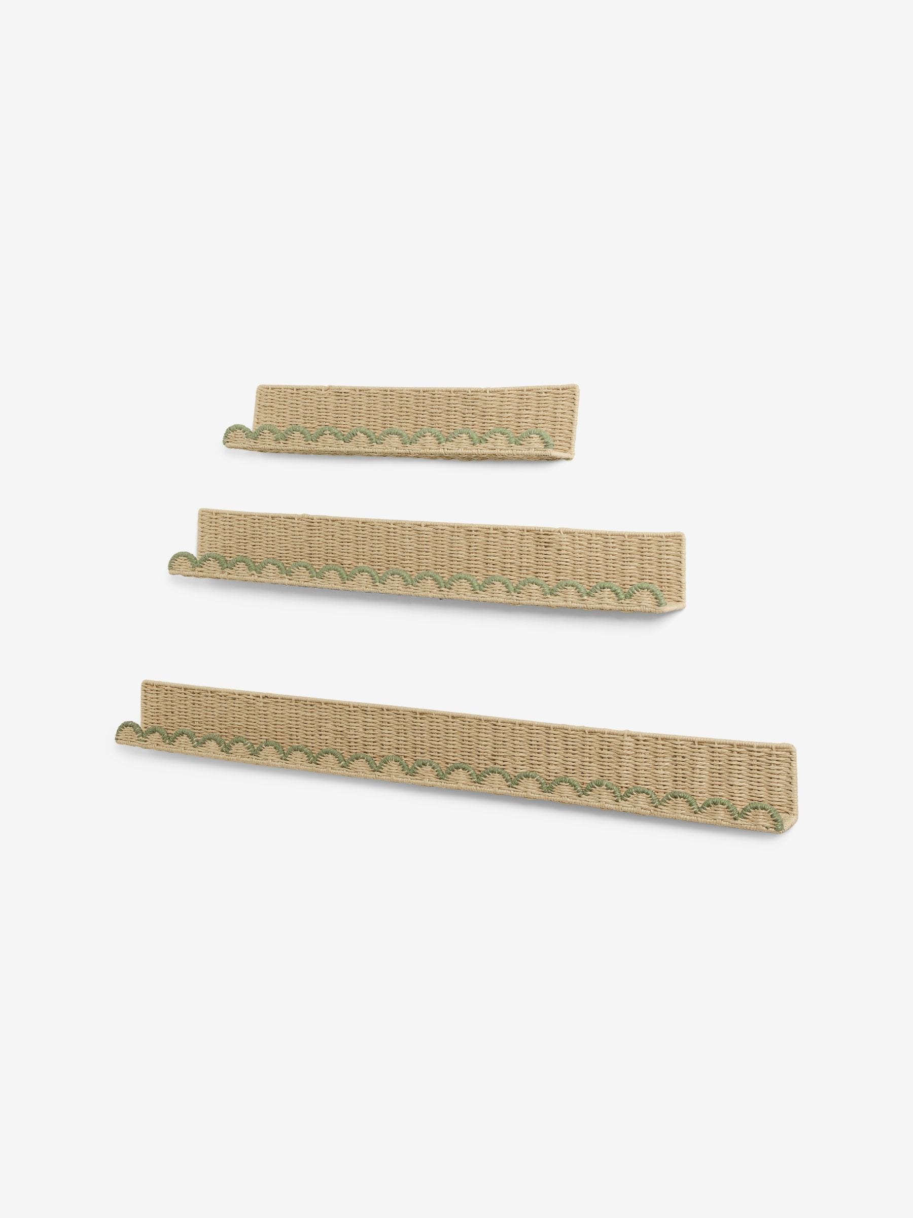Sage green woven scallop picture shelf (British brand)