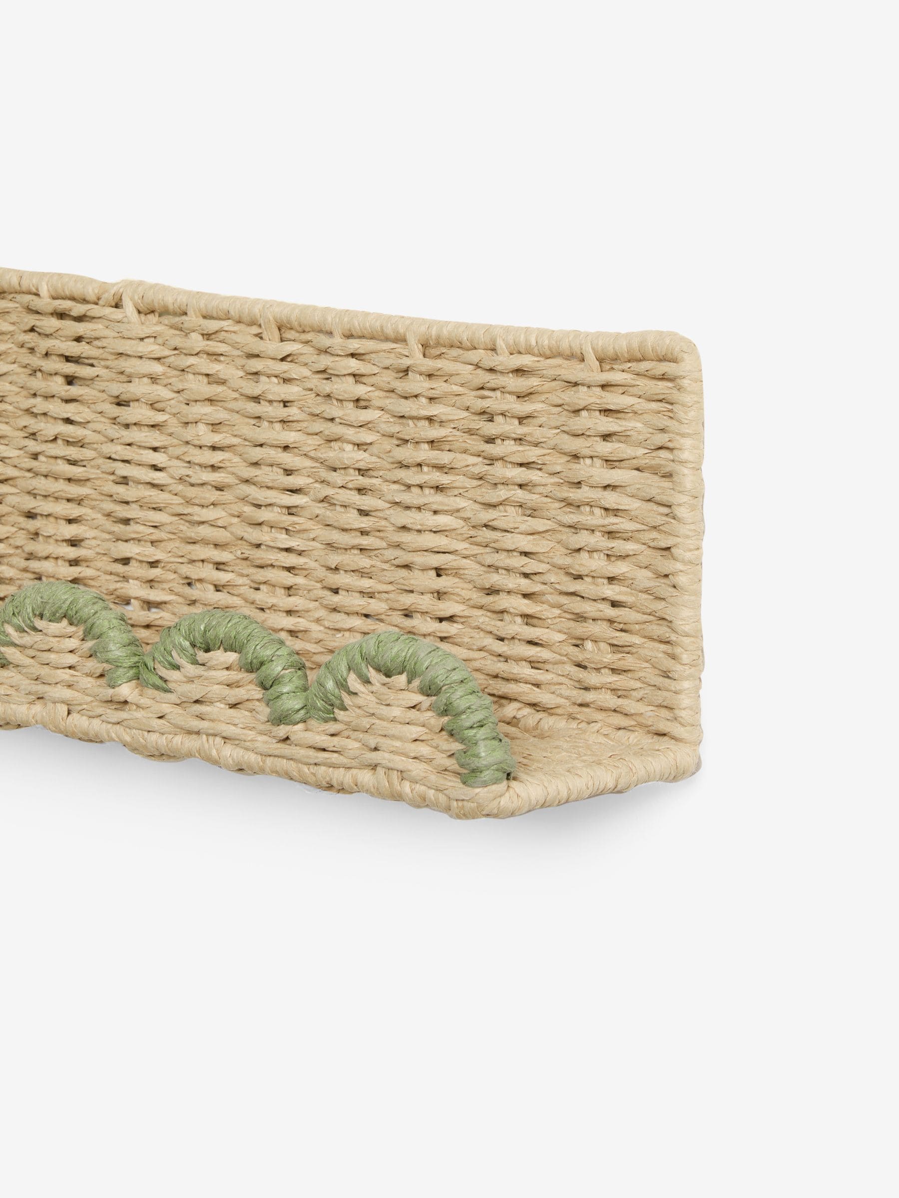 Sage green woven scallop picture shelf (British brand)
